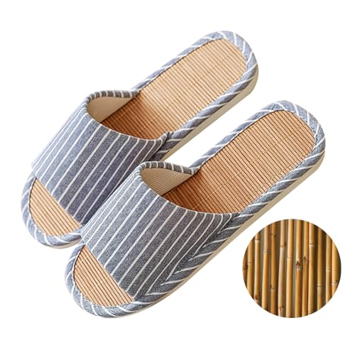 SKYTRAX COMF Odor-resistant Japanese Bamboo House Slippers Keep Feet Dry and Cool for Summer with Non-slip Soft Sole for Tatami and Indoor Easy to Clean (Blue, Adult, Women, 11, Numeric Range, US Footwear Size System, 12, Medium) - Image 1