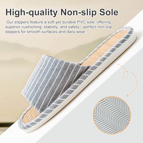 SKYTRAX COMF Odor-resistant Japanese Bamboo House Slippers Keep Feet Dry and Cool for Summer with Non-slip Soft Sole for Tatami and Indoor Easy to Clean (Blue, Adult, Women, 11, Numeric Range, US Footwear Size System, 12, Medium) - Image 3