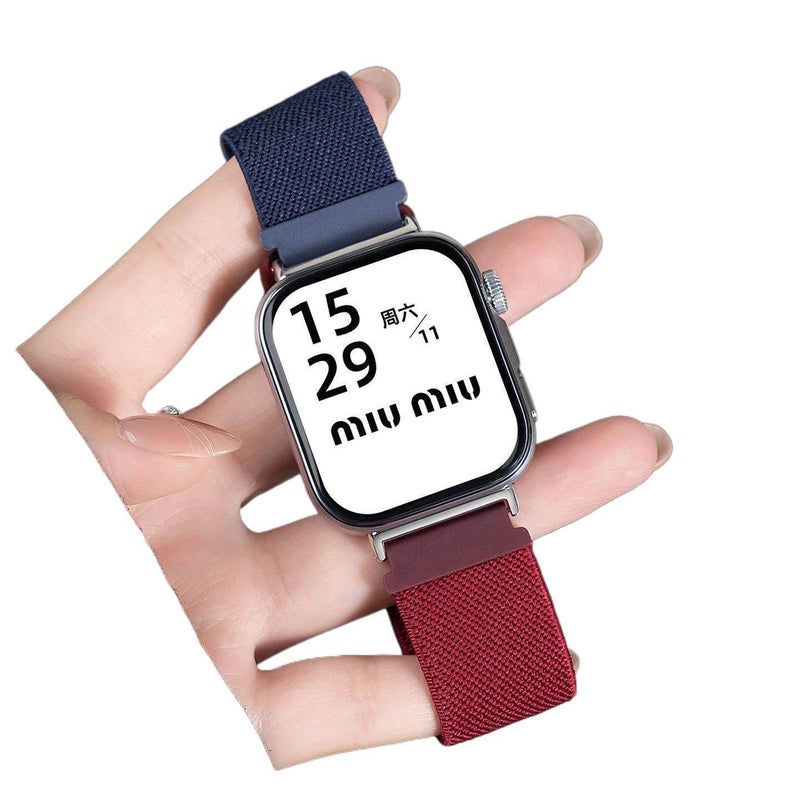 سوار ساعة ذكية سوار نايلون حلقي متوافق مع Samsung Galaxy Watch 7 Classic بملاءمة قابلة للتعديل وحزام بديل للاستخدام اليومي باللون أزرق قابل للتعديل - NUR - Image 1