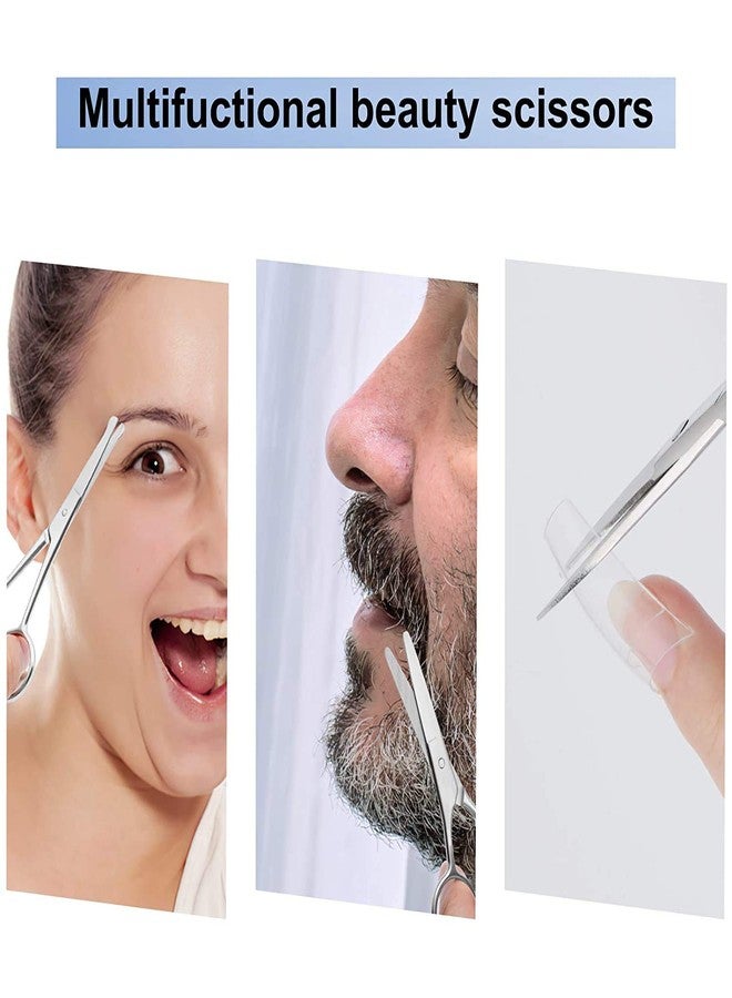KIRA 3 Pack Nose Hair Scissors Rounded Tip Scissors Facial Hair Scissors Stainless Steel Blunt Tip Scissor for Eyebrows, Nose, Moustache, Beard, Grooming (Silver) (4.1in, Silver) - Image 4
