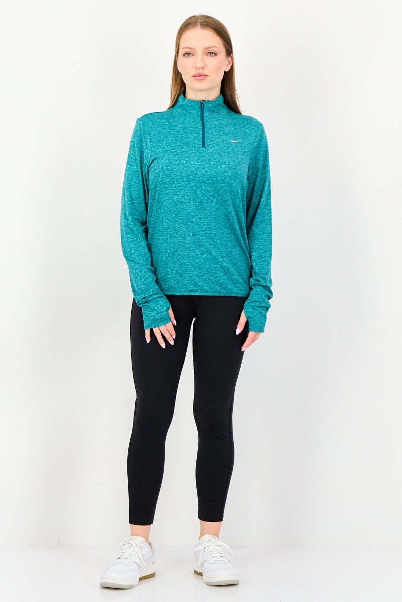 Nike بلوزة رياضية نسائية بأكمام طويلة مناسبة للجري، أخضر مزرق - Image 4