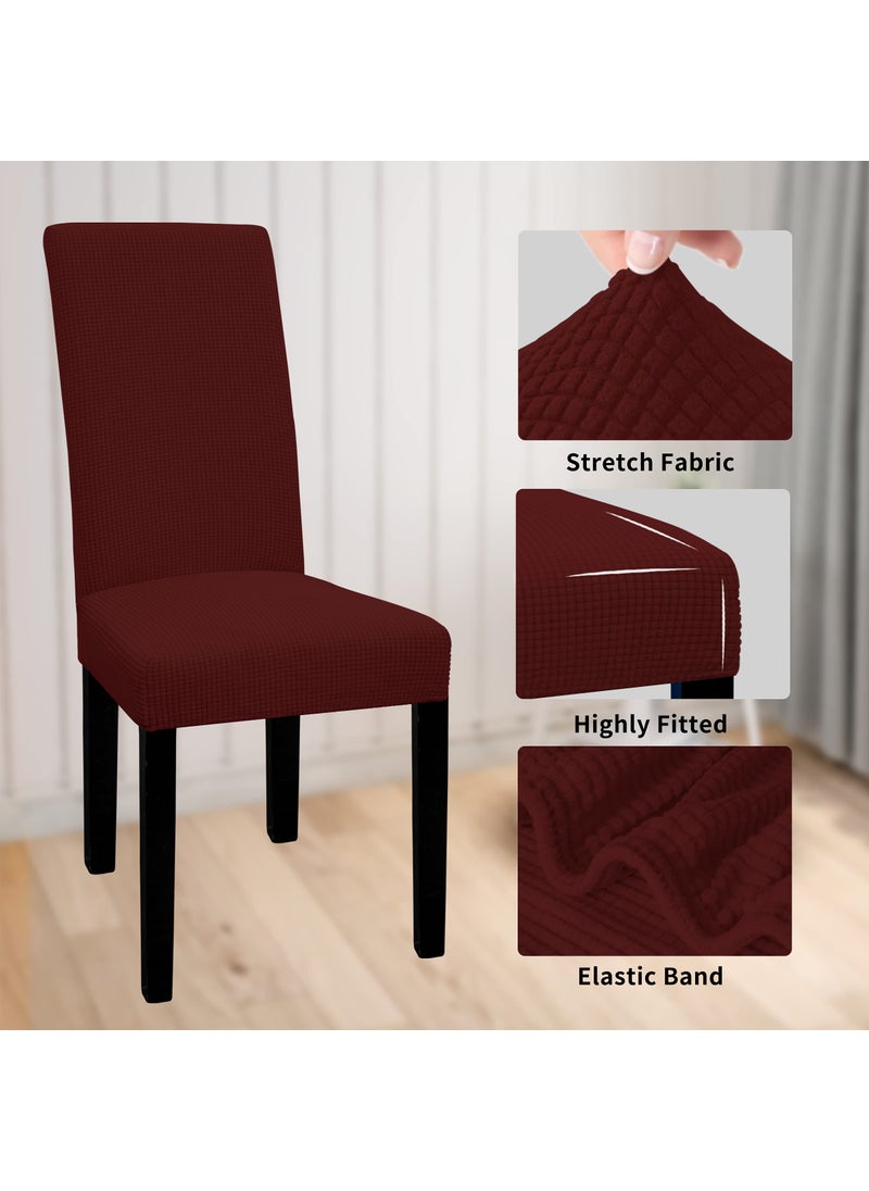 Easy-Going Easy-Going 100% Waterproof Dining Room Chair Cover Set of 6  Stretch Jacquard Parson Chair Slipcover Removable Washable Chair Protector for Home  Restaurant  Banquet (Large  Wine)  - Image 4