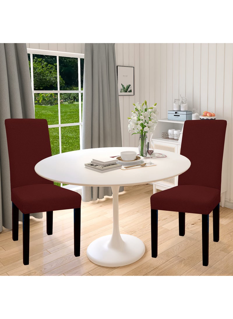 Easy-Going Easy-Going 100% Waterproof Dining Room Chair Cover Set of 6  Stretch Jacquard Parson Chair Slipcover Removable Washable Chair Protector for Home  Restaurant  Banquet (Large  Wine)  - Image 2