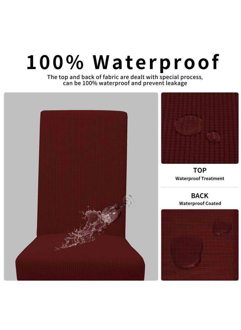 Easy-Going Easy-Going 100% Waterproof Dining Room Chair Cover Set of 6  Stretch Jacquard Parson Chair Slipcover Removable Washable Chair Protector for Home  Restaurant  Banquet (Large  Wine)  - Image 3
