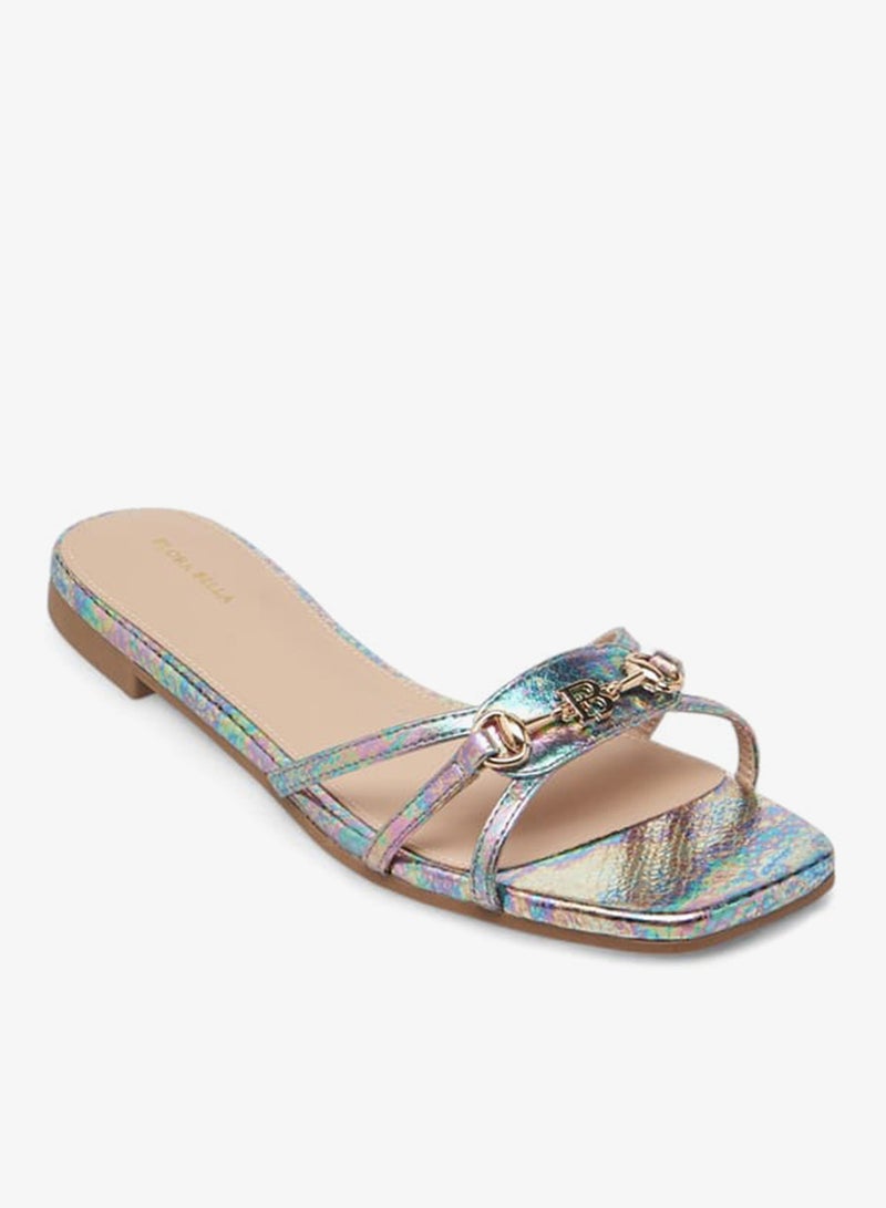 فلورا بيلا من شو إكسبرس صنادل نسائية مسطحة سهلة الارتداء بلمسة معدنية - Image 2