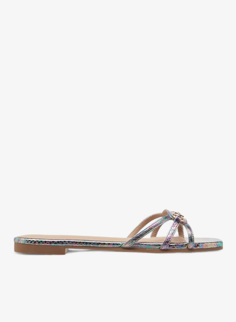 فلورا بيلا من شو إكسبرس صنادل نسائية مسطحة سهلة الارتداء بلمسة معدنية - Image 1