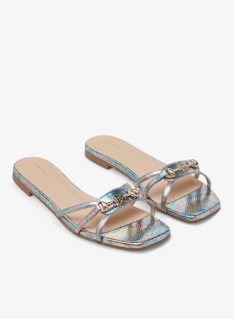 فلورا بيلا من شو إكسبرس صنادل نسائية مسطحة سهلة الارتداء بلمسة معدنية - Image 3