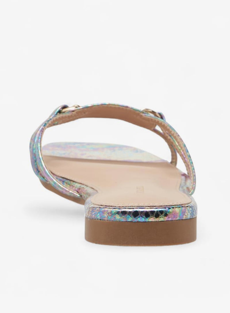 فلورا بيلا من شو إكسبرس صنادل نسائية مسطحة سهلة الارتداء بلمسة معدنية - Image 5