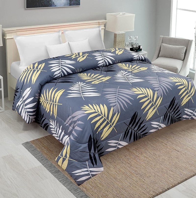 la' Amour Super Premium Quilt Cover Double Bed with Zipper Blanket/Comforter/Duvet Cover King Size Soft Cotton Breathable Skin Friendly Stuff 90x100 Inches, Yellow Grey - Image 5