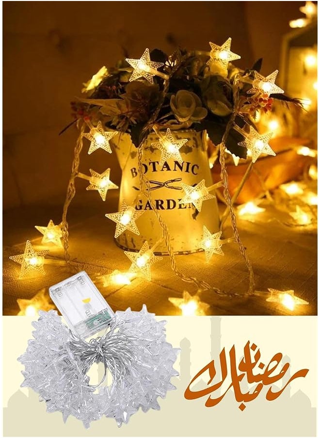 F.A.M.S Ramadan Lights – Star Decorative Led String Lights Battery Operated Aa – Available In 3M And 6M Warm White Easy To Install For Ramadan And Eid Home Decor 6 Meters  - Image 4