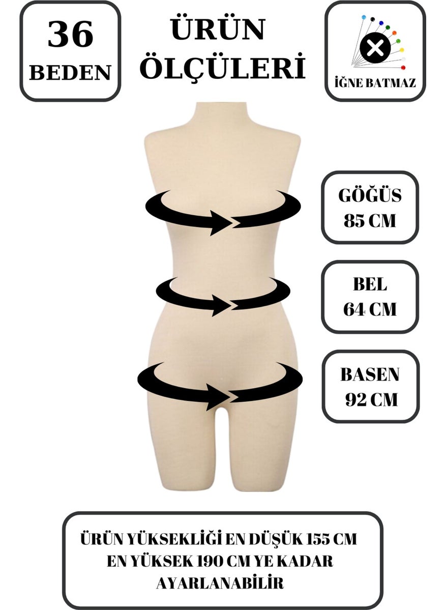 Manken İstanbul Mannequin Istanbul Luxury Gold Footed Tailor Mannequin with Wooden Arms Size 36 That Can Wear Trousers Showcase Mannequin  - Image 3