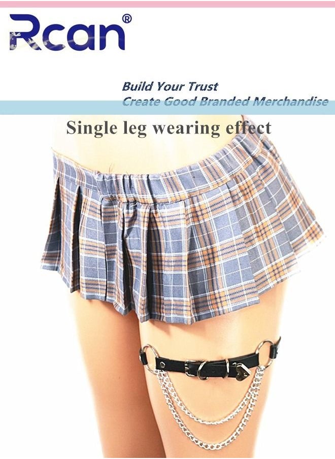 Rcan - 2 Pack Leather Garter Non Slip Adjustable Fashion Leg Accessories Metal Hollow Leg Rings For Girls and Ladies - Image 1