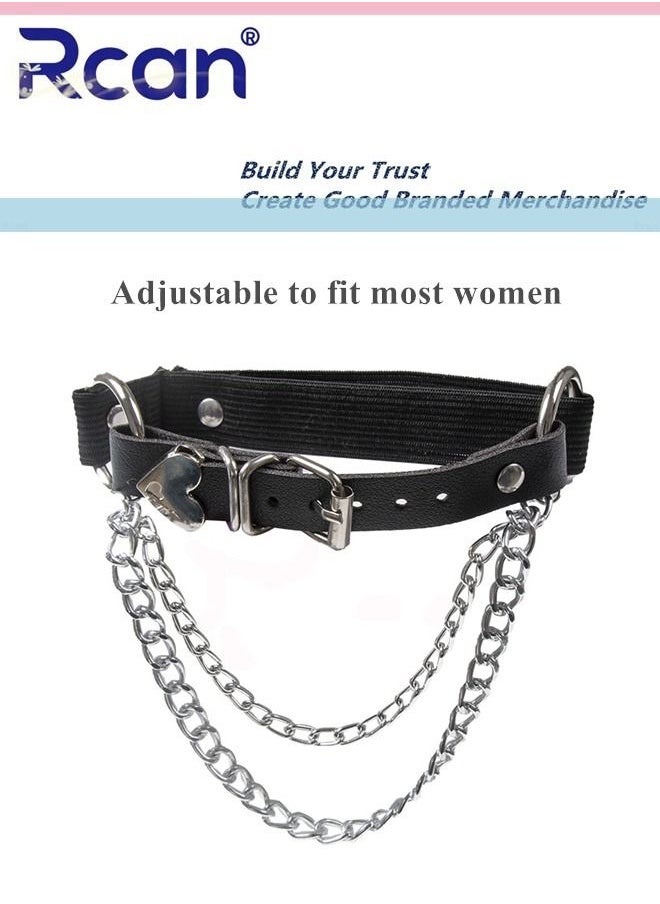Rcan - 2 Pack Leather Garter Non Slip Adjustable Fashion Leg Accessories Metal Hollow Leg Rings For Girls and Ladies - Image 1