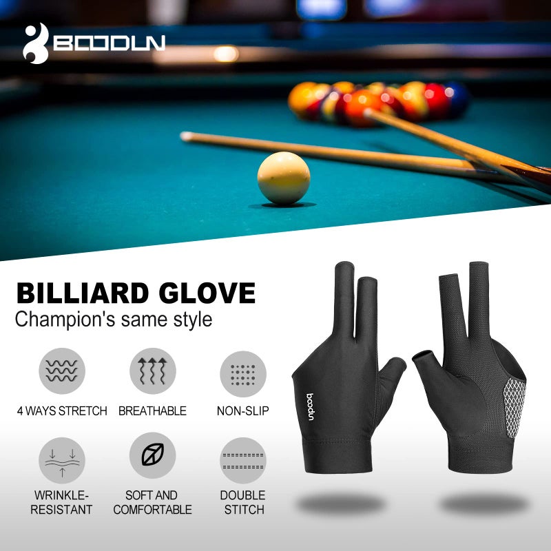 YFY Billiards Glove 3 Finger Pool Glove for Left Hand, Durable Double Stitched, Snooker Cue Sport Glove Popular Sizes for Men & Women - Image 2