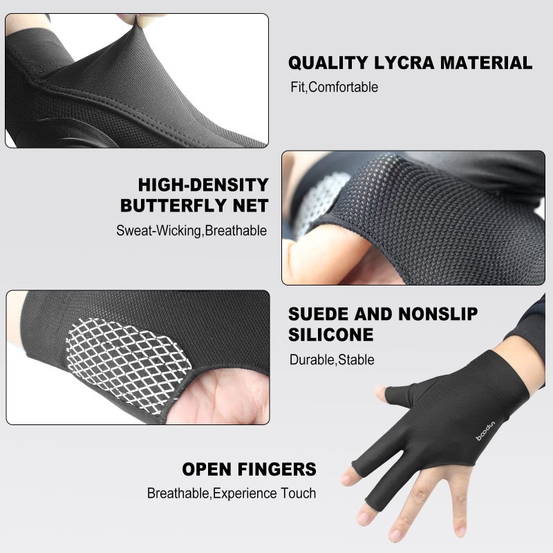 YFY Billiards Glove 3 Finger Pool Glove for Left Hand, Durable Double Stitched, Snooker Cue Sport Glove Popular Sizes for Men & Women - Image 4