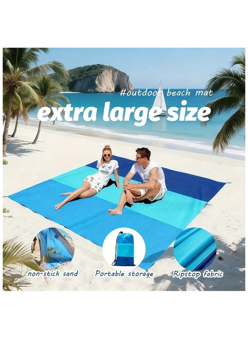 200*210cm Sandproof Waterproof Extra Large Beach Mat Foldable for Family, Portable Lightweight Oversized Beach Quick Drying Blanket Sand Free for Outdoor Picnic Beach Travel Camping Hiking - Image 1