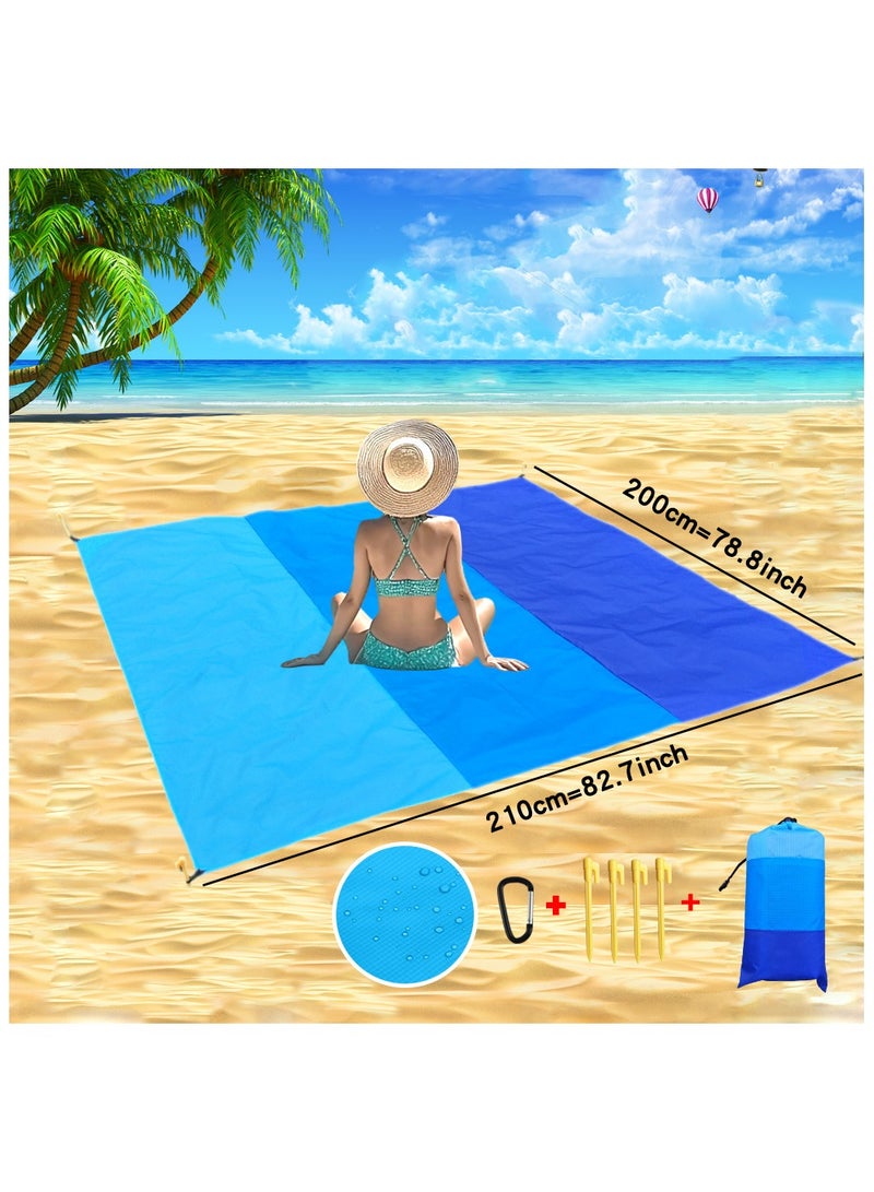 200*210cm Sandproof Waterproof Extra Large Beach Mat Foldable for Family, Portable Lightweight Oversized Beach Quick Drying Blanket Sand Free for Outdoor Picnic Beach Travel Camping Hiking - Image 2