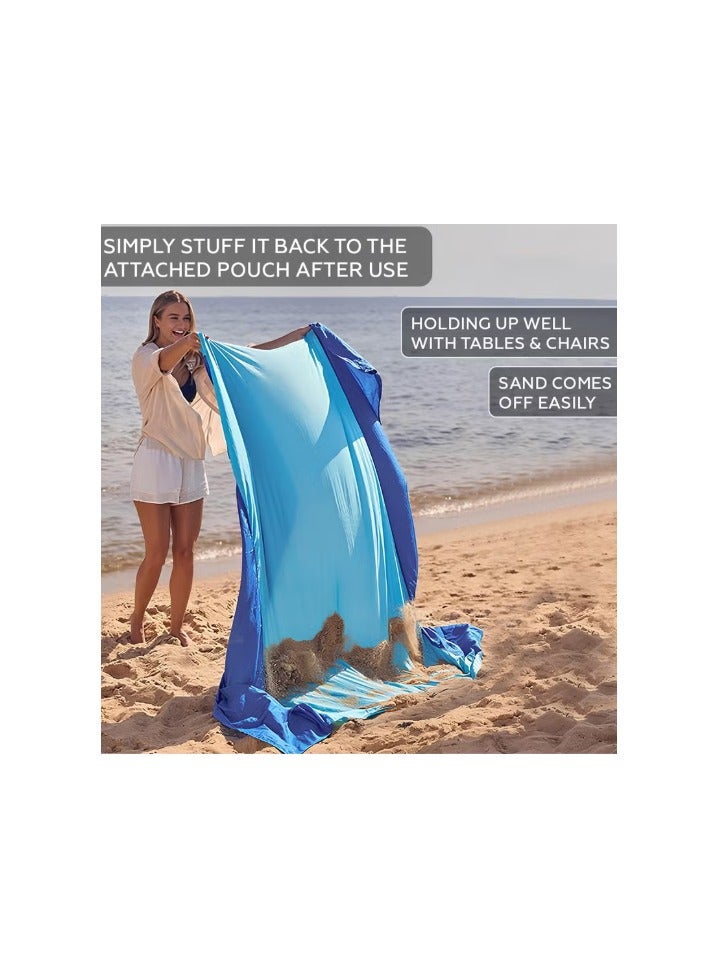 200*210cm Sandproof Waterproof Extra Large Beach Mat Foldable for Family, Portable Lightweight Oversized Beach Quick Drying Blanket Sand Free for Outdoor Picnic Beach Travel Camping Hiking - Image 3