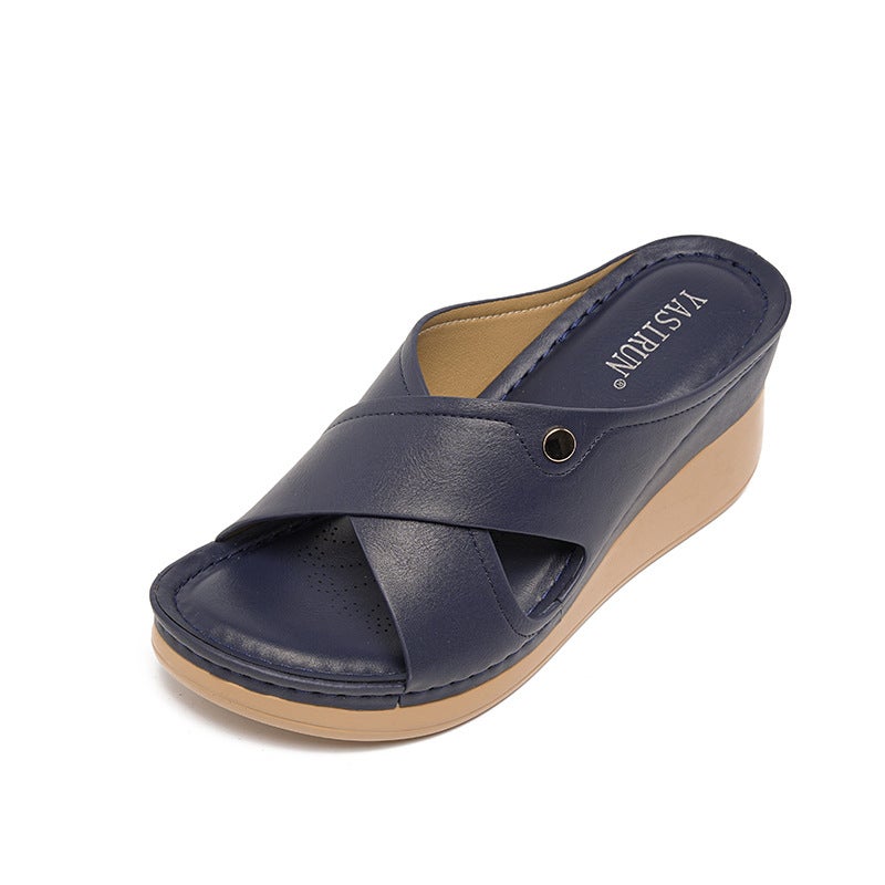 5055-3 نموذج جديد 2026 وأسلوب النساء Sandals خياطة أمي أحذية كبيرة الحجم Sandals Wedge Slippers - Image 3