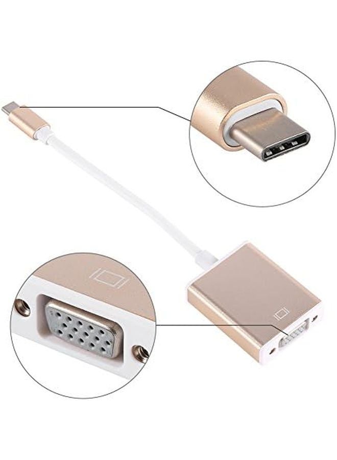 Gold Type C to VGA Adapter Plug and Play Aluminum for Presentations and Meeting Rooms - Image 3