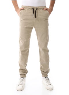 Andora Elastic Waist With Drawstring Gabardine Sweatpants_ Beige  - Image 1
