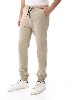 Andora Elastic Waist With Drawstring Gabardine Sweatpants_ Beige  - Image 2