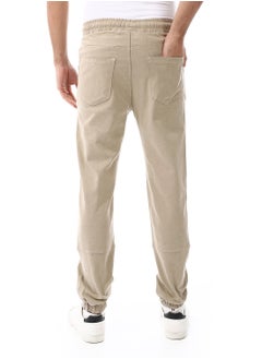 Andora Elastic Waist With Drawstring Gabardine Sweatpants_ Beige  - Image 3