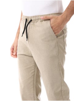 Andora Elastic Waist With Drawstring Gabardine Sweatpants_ Beige  - Image 4