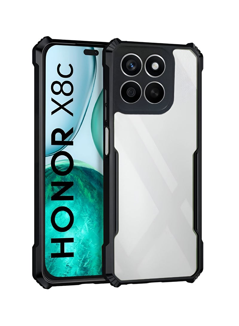 Wtech Honor X8c 4G 2025 Hybrid TPU Silicone with Raised Armour Bumpers Slim Case Cover - Black - Image 1