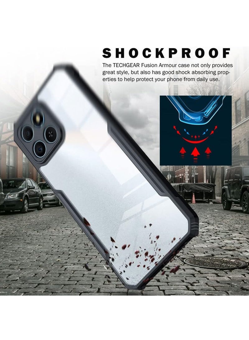 Wtech Honor X8c 4G 2025 Hybrid TPU Silicone with Raised Armour Bumpers Slim Case Cover - Black - Image 3