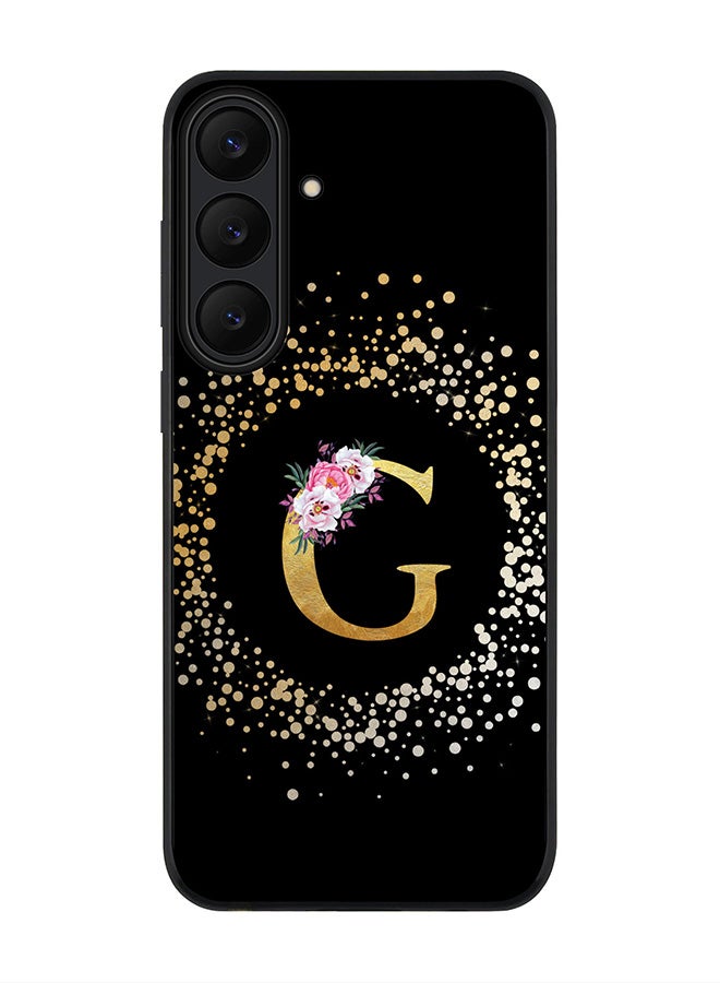 Stylizedd For Samsung Galaxy S25 FE Case,Slim fit Camera Protection, Shockproof Thin Phone cover  - Custom Monogram Floral - G ( Black )