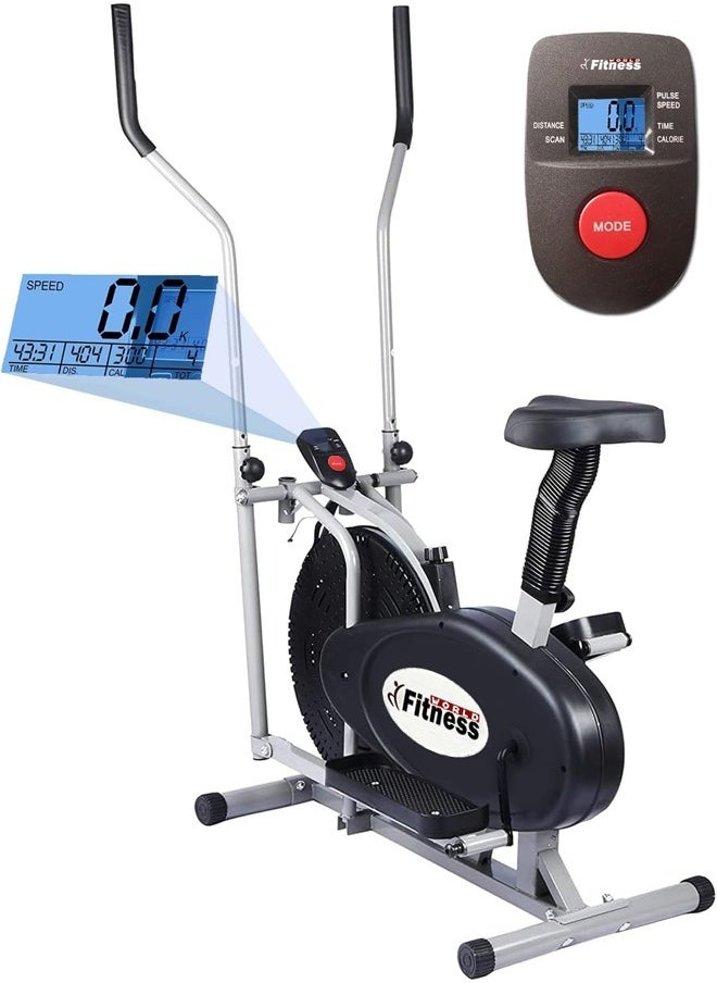 Fitness World - Orbitrac exercise bike, an elliptical exercise bike equipped with a smart LCD screen to measure the pulse from the hand - Image 1