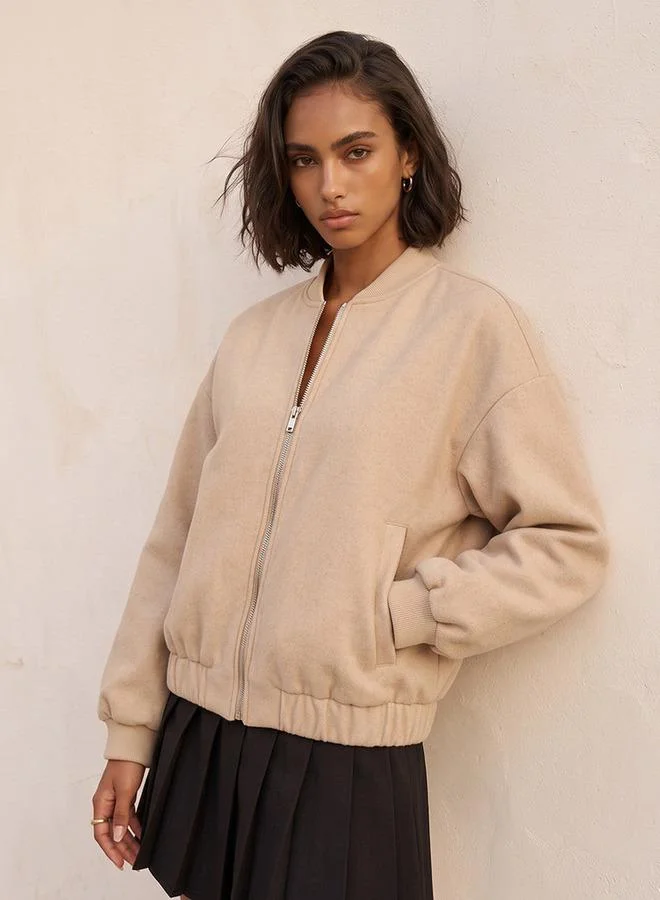 سبلاش فيڤ Youth Melton Felt Regular Bomber Jacket with Zip Closure