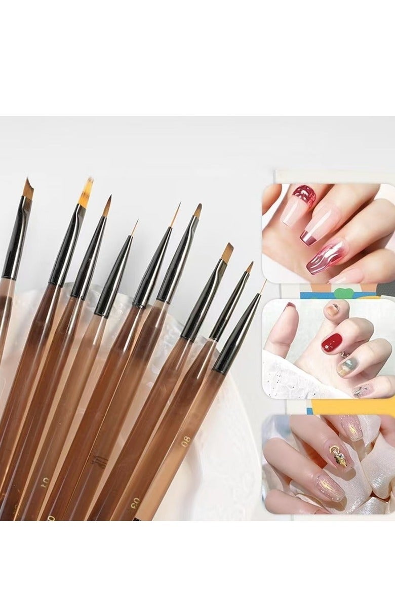 Nail Brush, Nail Design Tool for Nail Salon Home DIY Nail Drawing Pen, Pack of 9, Length 14.9cm, Suitable for Nail Care, Manicure & Pedicure. - Image 2