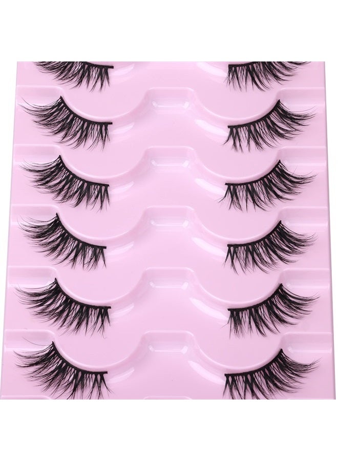 Alice Half Lashes Cat Eye False Eyelashes Natural Look 3D Fluffy Mink Lashes Faux Natural Lashes Pack Wispy Fake Short Lashes 7 Pairs by ALICE - Image 3