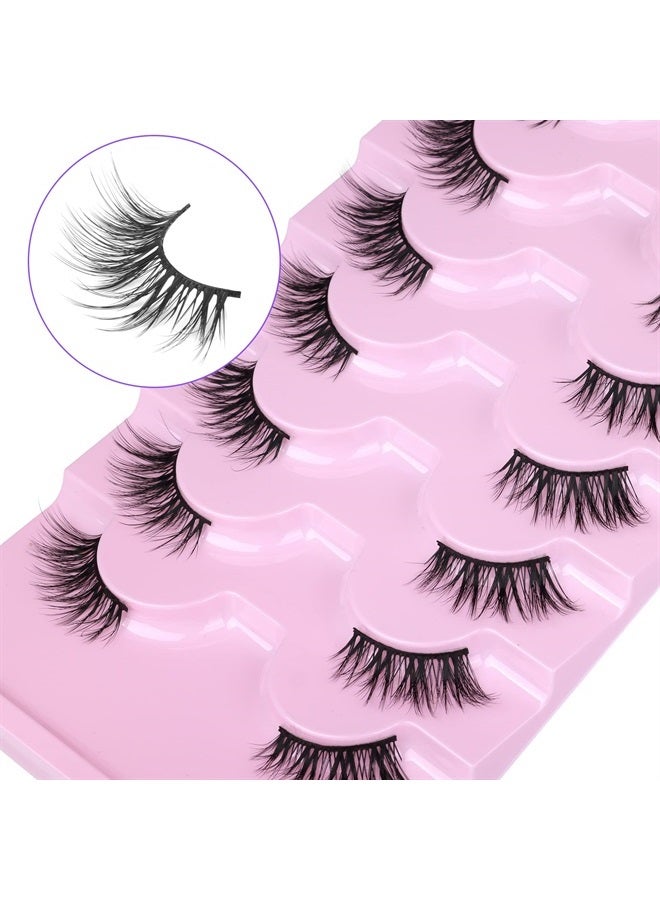 Alice Half Lashes Cat Eye False Eyelashes Natural Look 3D Fluffy Mink Lashes Faux Natural Lashes Pack Wispy Fake Short Lashes 7 Pairs by ALICE - Image 5