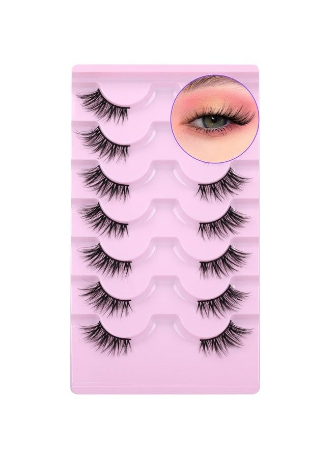 Alice Half Lashes Cat Eye False Eyelashes Natural Look 3D Fluffy Mink Lashes Faux Natural Lashes Pack Wispy Fake Short Lashes 7 Pairs by ALICE - Image 2