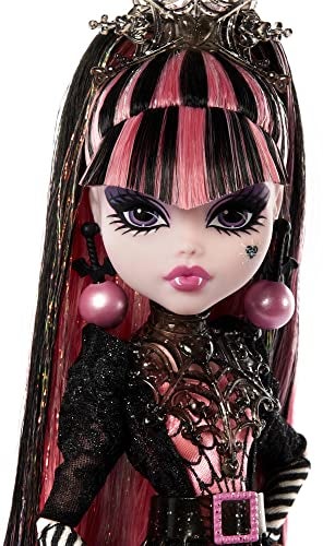 MONSTER HIGH دمية دراكولاورا من مونستر هاي، إصدار خاص لعيد الهالوين، فستان وردي وأسود، أزياء عالية، مجموعة العطلات، هدايا للبنات والأولاد - Image 2