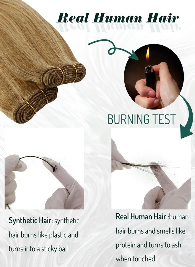 RUNATURE Sew in Hair Extensions Real Human Hair Straight Weft Hair Extensions Human Hair Dark Blonde Mix Light Blonde Long Hand Tied Weft Hair Extension Human Hair 18 Inch 100g - Image 3