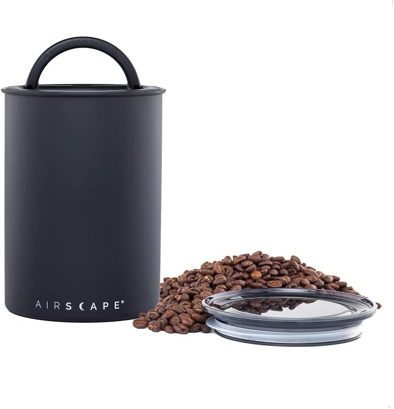 Airscape Stainless Steel Coffee Canister | Food Storage Container | Patented Airtight Container Lid | Push Out Excess Food Storage Air and Preserve Food Freshness (Medium, Matte Black) - Image 5