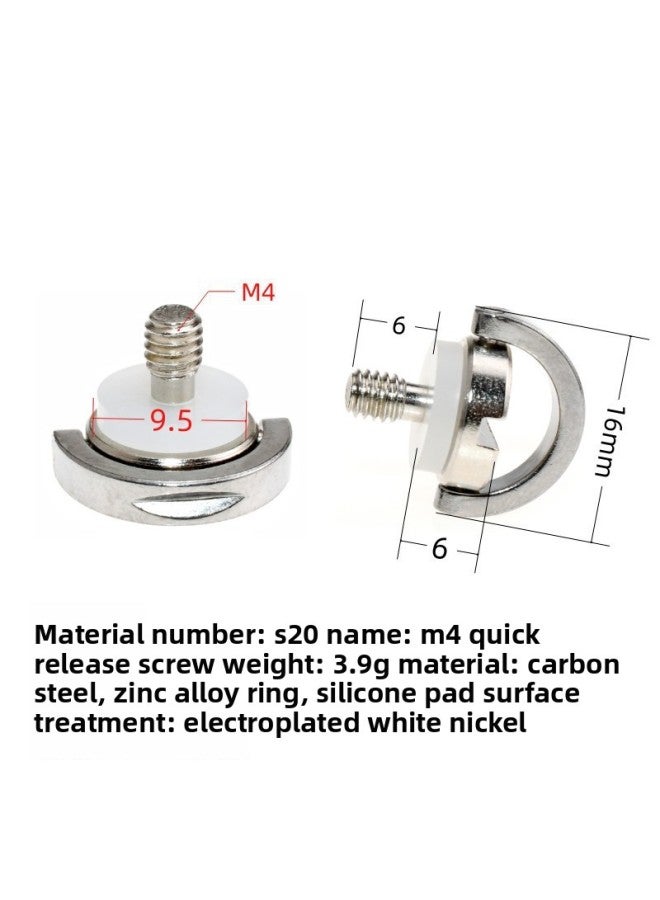 Generic Camera Shoulder Strap Screw Pan/tilt Stainless Steel Inch 1/4 Screw Strap Ring Screw Tripod Accessories Photography-Body Color:S20（M4）  - Image 1