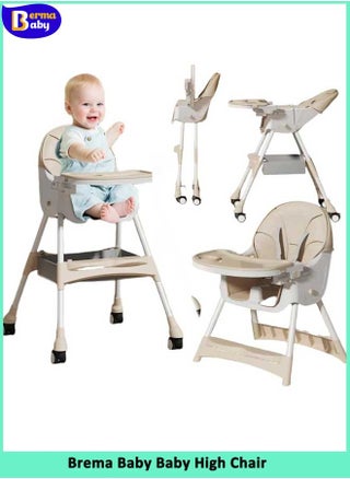 Baby High Chair, 4-in-1 High Chairs for Babies and Toddlers with 5-Point Safety Harness, Foldable High Chair for Space-Saving, Adjustable Dining Tray, Backrest & Height, Easy to Clean Surface (Beige) - pzsku/ZC8372F079F6B241839D8Z/45/_/1717402812/2f3d717f-ddbc-406f-bdb6-11bac9c6e9c8