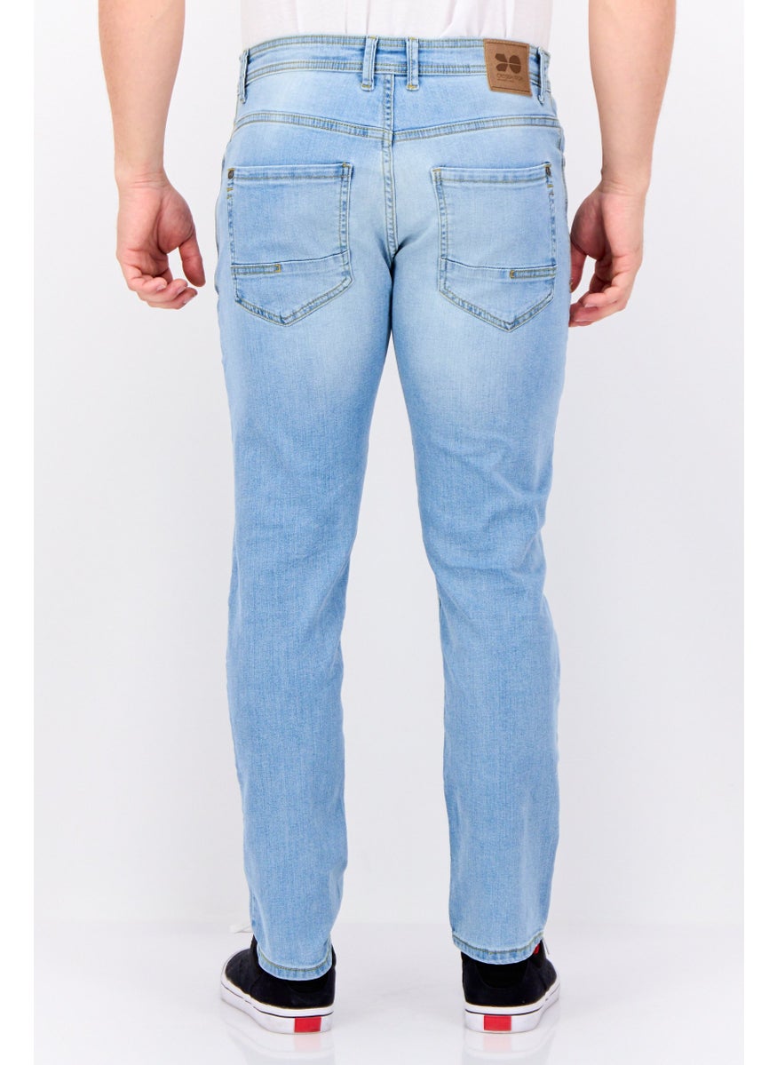 CROSSHATCH Men Slim Fit Washed Stretchable Jeans, Washed Blue  - Image 3