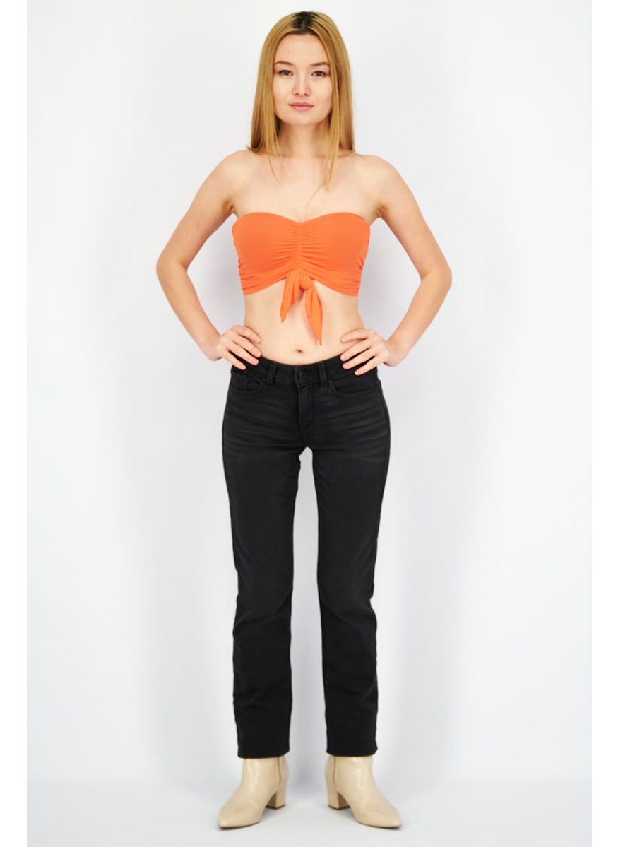 Etam Women Straight Across Strapless Solid Tube, Orange  - Image 4