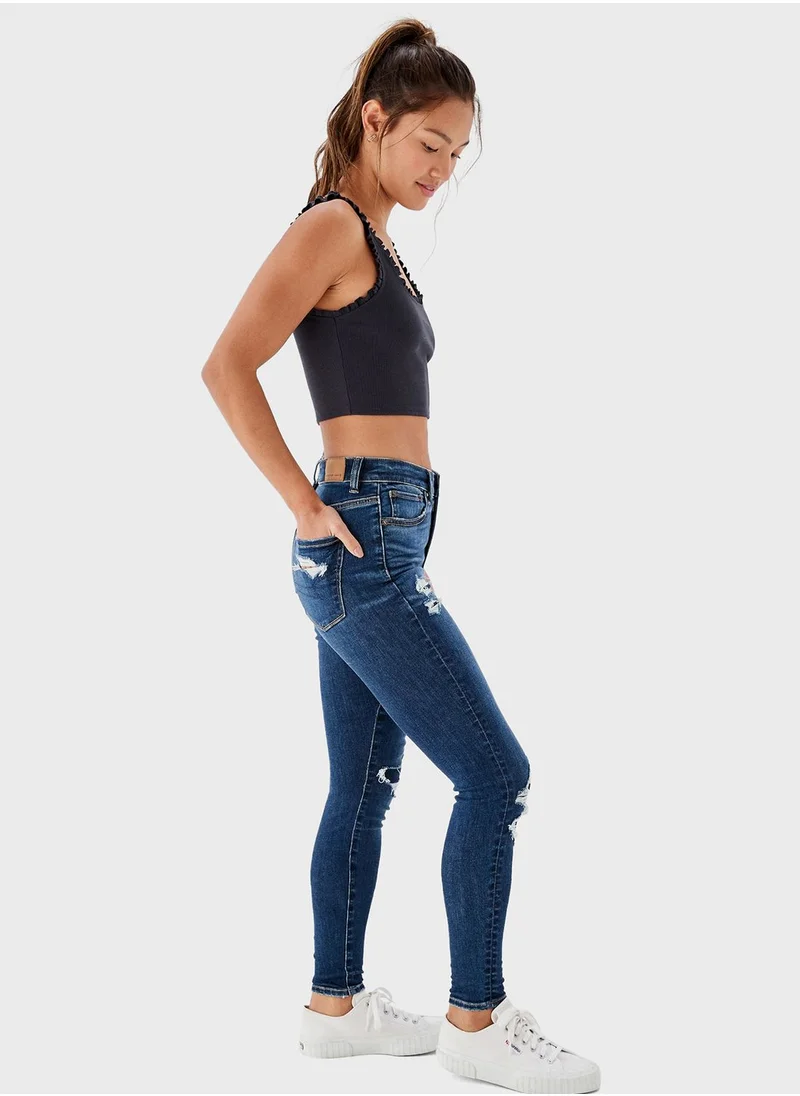 امريكان ايجل High Waist Ripped Jeggings