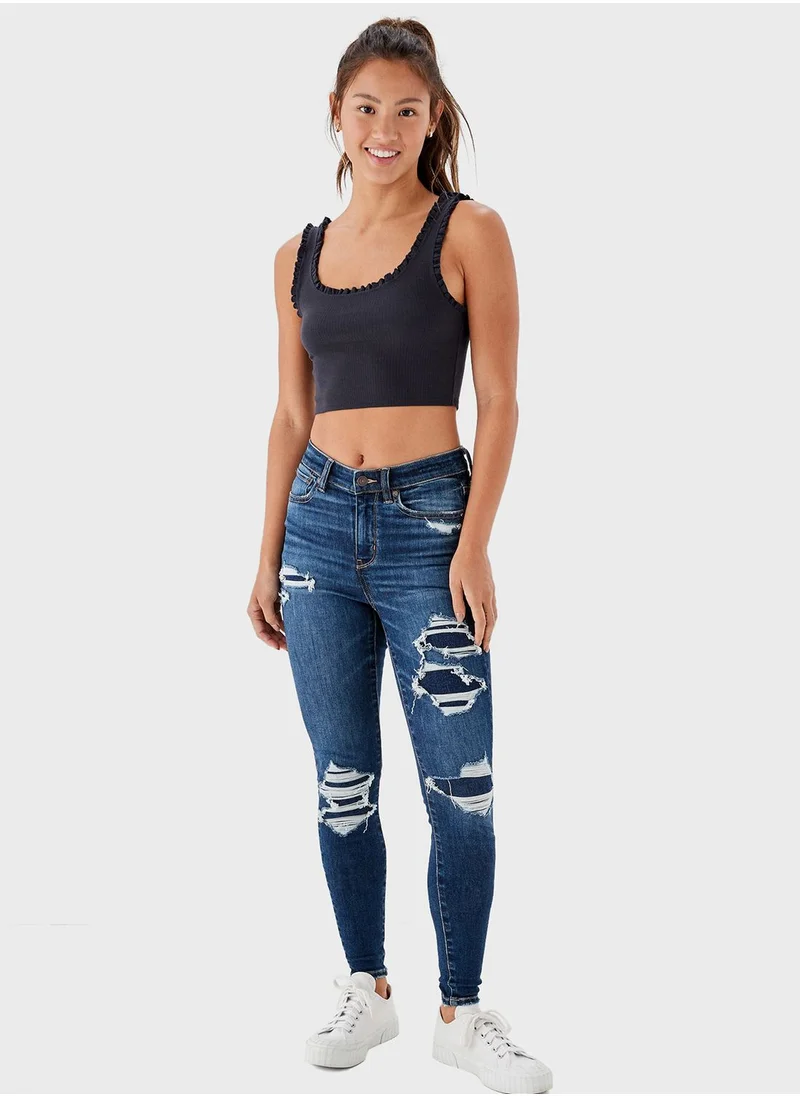 امريكان ايجل High Waist Ripped Jeggings