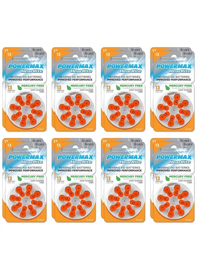 PowerMax - Size 13 Hearing Aid Batteries, Orange Tab, 128 Count - Image 1