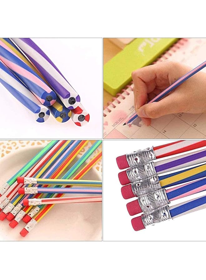 erorex Flexible Bendable Pencils 40Pcs Magic Bend Pencils Striped Bendy Pencil With Erasers Classroom Rewards Gifts Back To School Gifts For Students Kids Childs - Image 4
