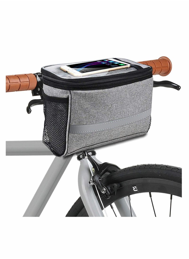 Excefore Bike Basket, Insulated Thermal Bike Cooler, Water Resistant Bike Handlebar Bag with Bike Phone Mount, Bike Bag for Bike Accessories Kids Girls Boys Men Women Scooter Cruiser  - Image 1