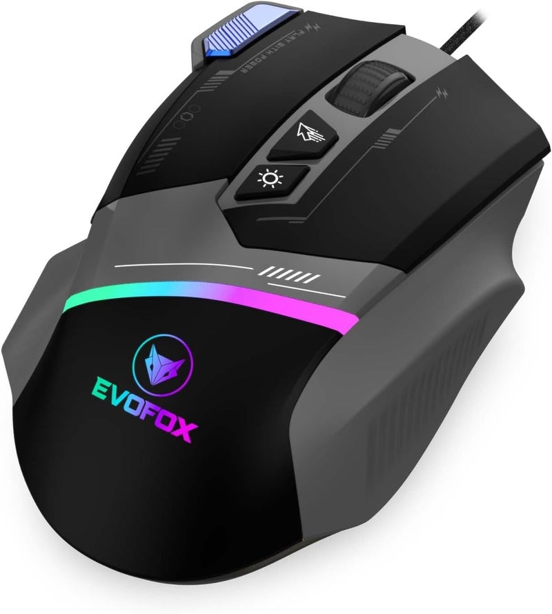 EvoFox Blaze Ultra Value Programmable Gaming Mouse with 8 Buttons and 1000Hz Polling Rate, Gaming Grade DPI 200 to 12800, Ultra Responsive 7000fps, RGB Lights with Music Sync Mode - Image 1